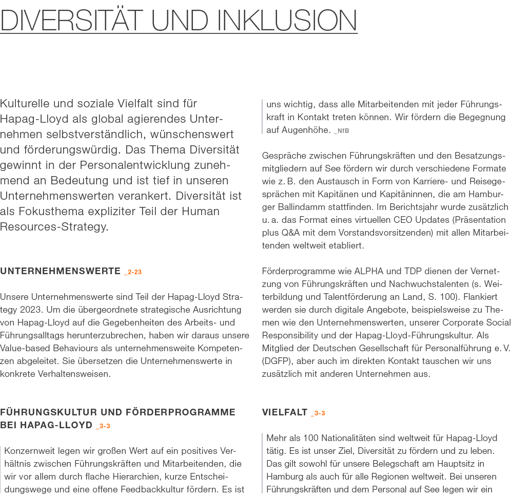 Diversit t und Inklusion Kulturelle und soziale Vielfalt sind f r ­­Hapag Lloyd als global agierendes Unter­nehmen se...