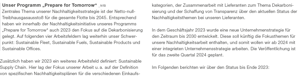 Unser Programm „Prepare for Tomorrow“ _NfB Zentrales Thema unserer Nachhaltigkeitsstrategie ist der Netto null Treibh...