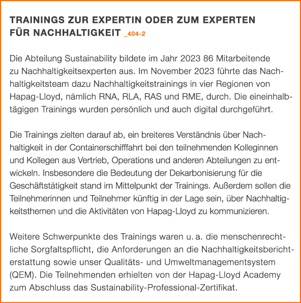 Trainings zur Expertin oder zum Experten f r Nachhaltigkeit _404 2 Die Abteilung Sustainability bildete im Jahr 2023 ...