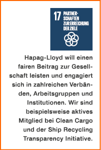 ￼ ­­Hapag Lloyd will einen fairen Beitrag zur Gesellschaft leisten und engagiert sich in zahlreichen Verb nden, Arbei...
