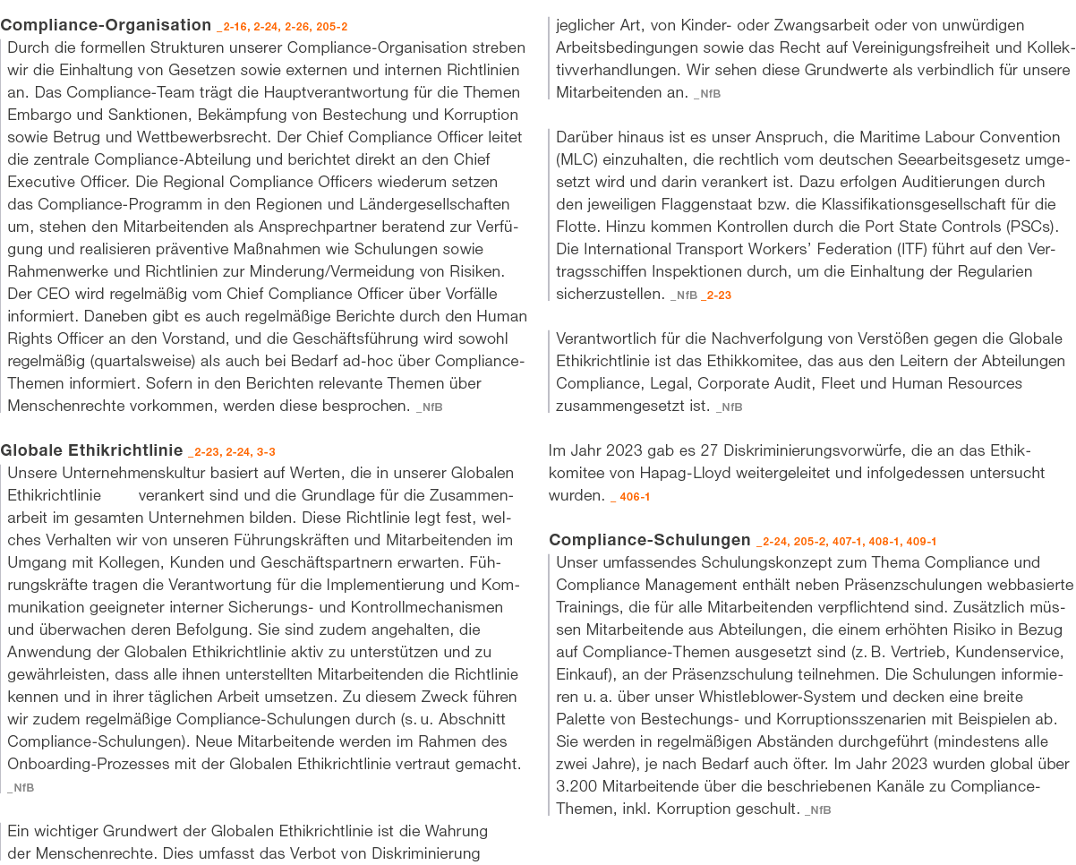 Compliance Organisation _2 16, 2 24, 2 26, 205 2 Durch die formellen Strukturen unserer Compliance Organisation streb...