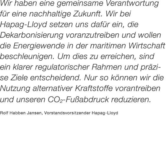 Wir haben eine gemeinsame Verantwortung f r eine nachhaltige Zukunft. Wir bei ­­Hapag Lloyd setzen uns daf r ein, die...
