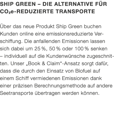 Ship Green – die Alternative f r CO2e reduzierte Transporte ber das neue Produkt Ship Green buchen Kunden online ein...
