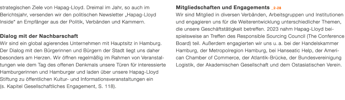 strategischen Ziele von ­­­­Hapag Lloyd. Dreimal im Jahr, so auch im Berichtsjahr, versenden wir den politischen News...