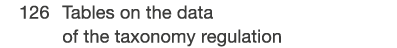  126 Tables on the data of the taxonomy regulation