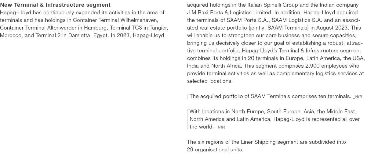 New Terminal & Infrastructure segment Hapag Lloyd has continuously expanded its activities in the area of terminals a...