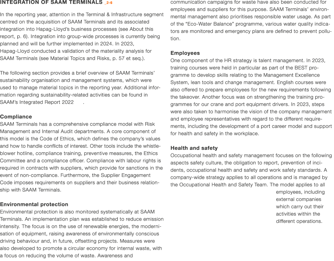Integration of SAAM Terminals _2 6 In the reporting year, attention in the Terminal & Infrastructure segment centred ...