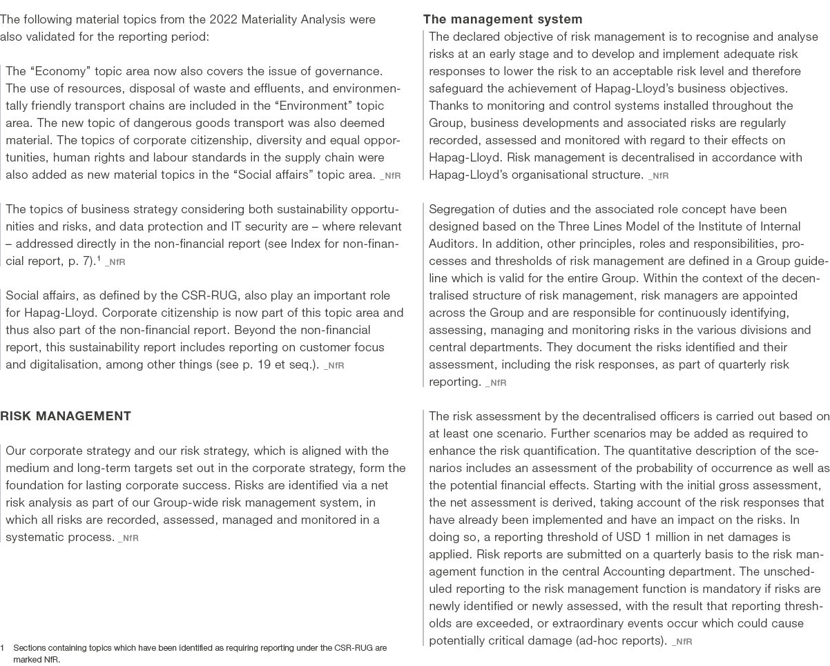 The following material topics from the 2022 Materiality Analysis were also validated for the reporting period: The “E...