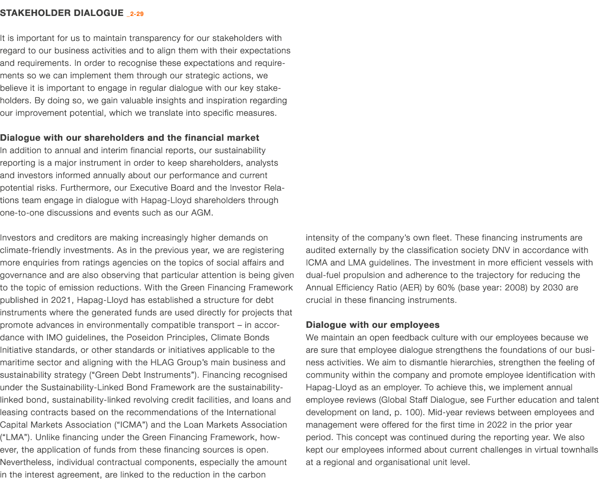STAKEHOLDER DIALOGUE _2 29 It is important for us to maintain transparency for our stakeholders with regard to our bu...