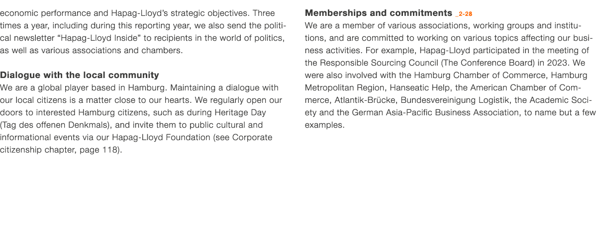 economic performance and Hapag Lloyd’s strategic objectives. Three times a year, including during this reporting year...
