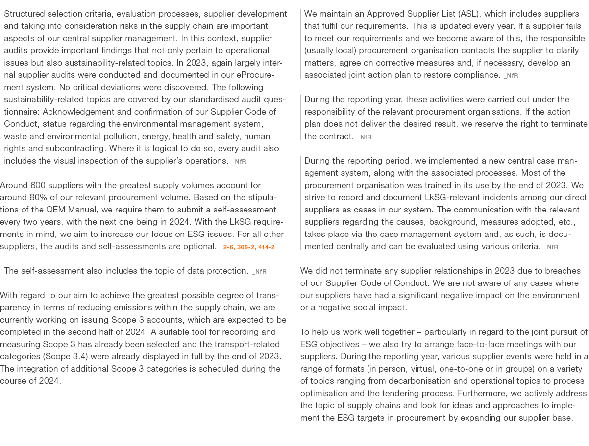 Structured selection criteria, evaluation processes, supplier development and taking into consideration risks in the ...