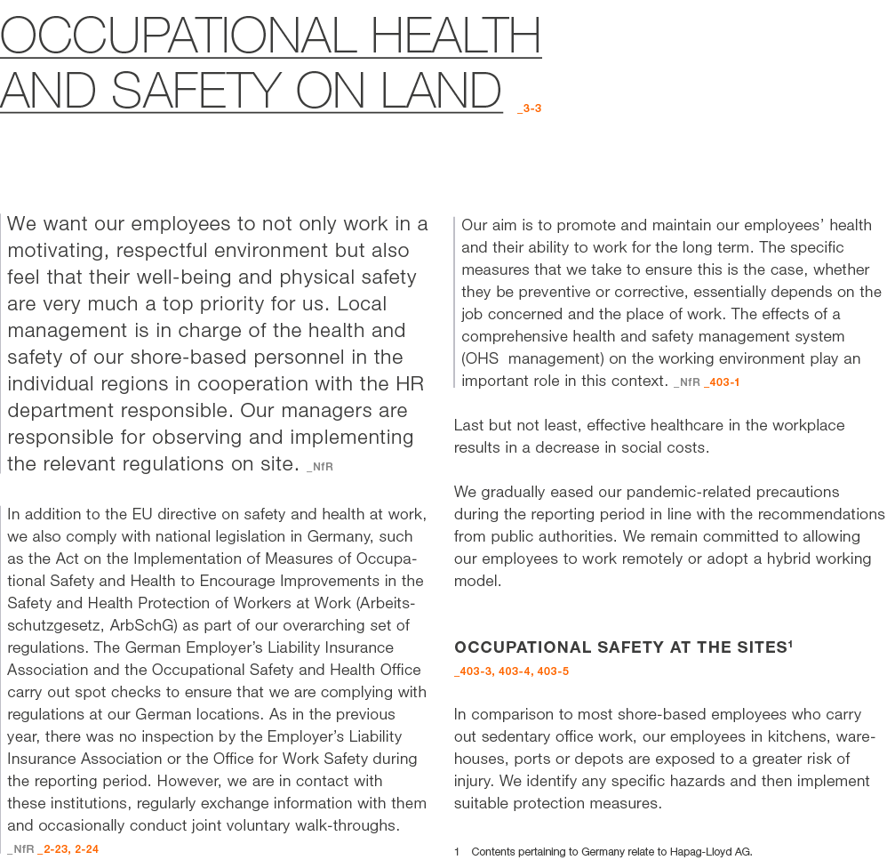 Occupational health and safety on land _3 3 We want our employees to not only work in a motivating, respectful enviro...