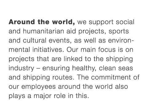 Around the world, we support social and humanitarian aid projects, sports and cultural events, as well as environment...