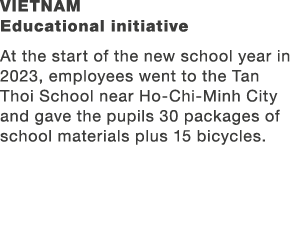 Vietnam Educational initiative At the start of the new school year in 2023, employees went to the Tan Thoi School nea...