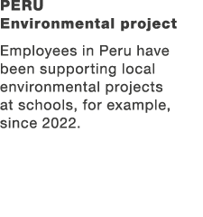 Peru Environmental project Employees in Peru have been supporting local environmental projects at schools, for exampl...
