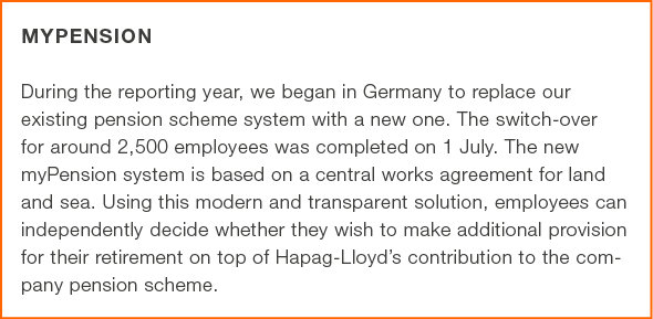 myPension During the reporting year, we began in Germany to replace our ­existing pension scheme system with a new on...