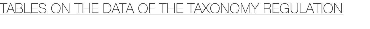 Tables on the data of the taxonomy regulation