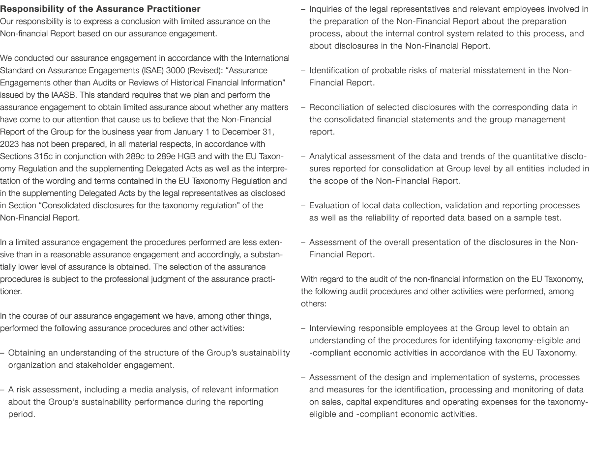 Responsibility of the Assurance Practitioner Our responsibility is to express a conclusion with limited assurance on ...