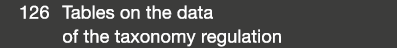  126 Tables on the data of the taxonomy regulation
