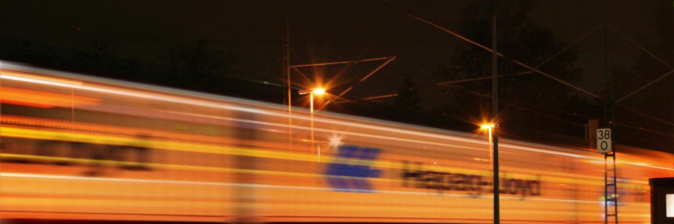 blurred motion train night