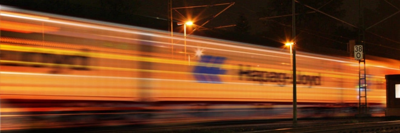 blurred motion train night